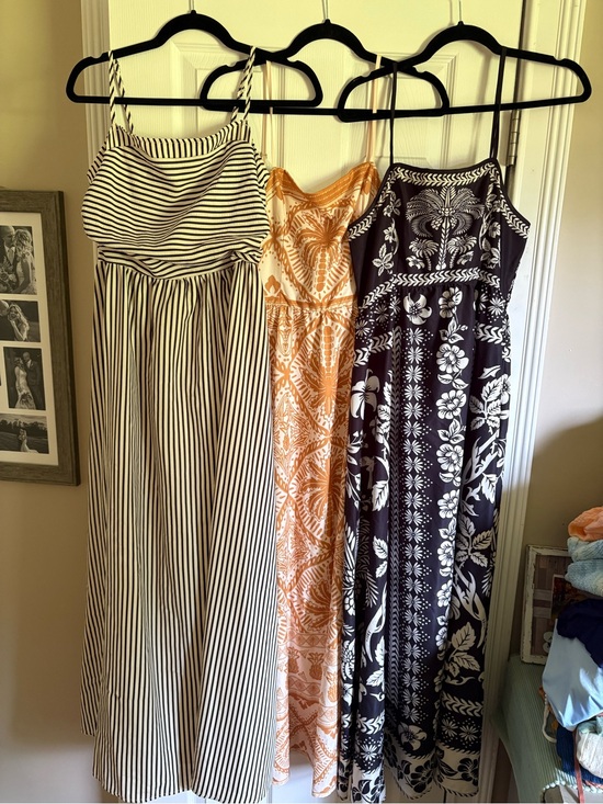SHEIN Dresses & Skirts - SHEIN Striped, Orange Print & Black Floral Maxi Dress Trio